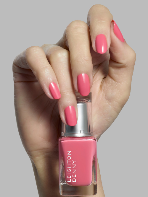 Just Perfect pink with a touch of apricot nail colour on nails