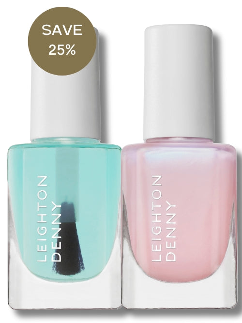 Leighton Denny Renovate Shield nail care for ridged, splitting nails and Nail Illuminator Blush Pink nail brightener