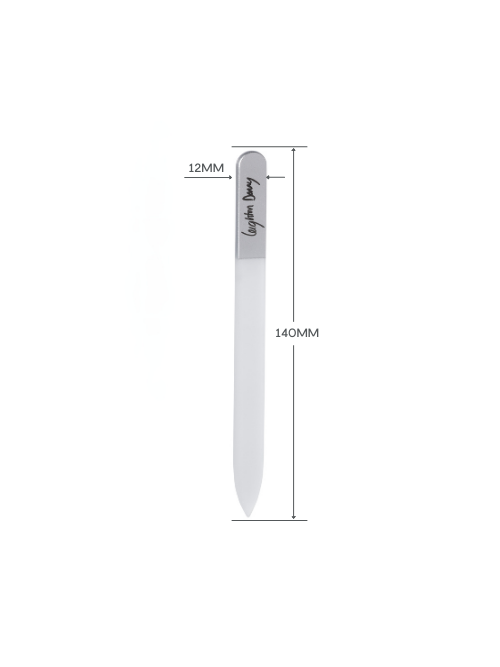 Measurements of the small anti-bacterial crystal nail file are 140mm x 12mm