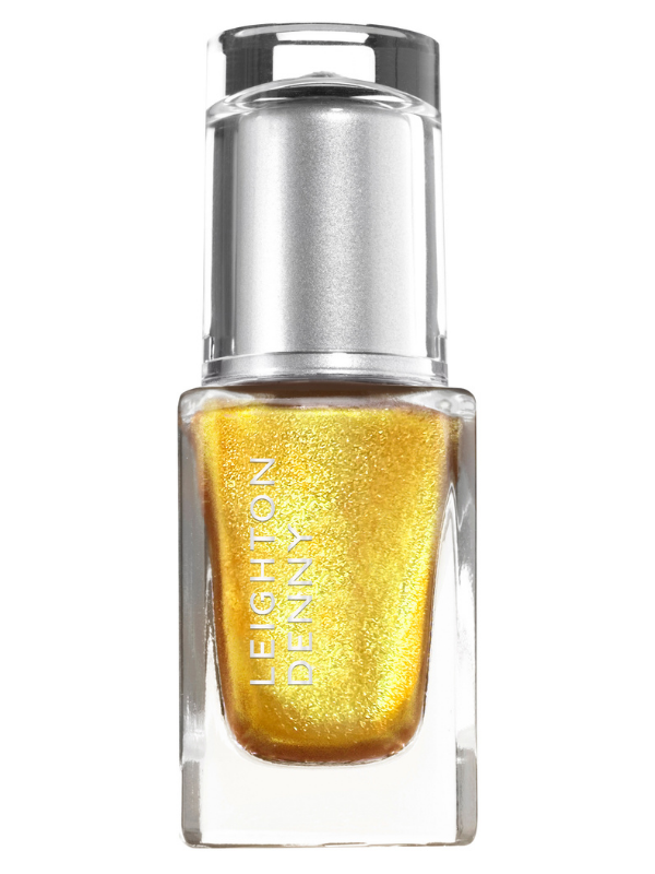 Crazy For You - Semi-opaque lemon glitter nail polish bottle