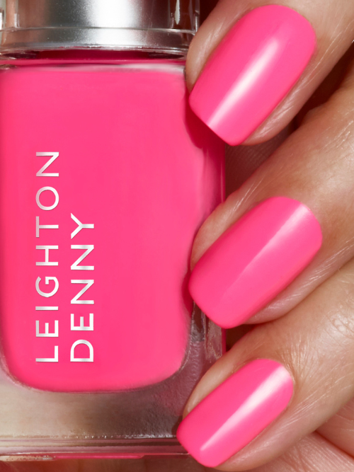Bright Spark nail polish on nails - the brightest neon pink