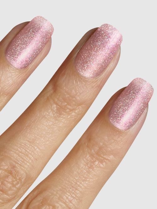 Naughty But Nice rose with holographic glitter on nails