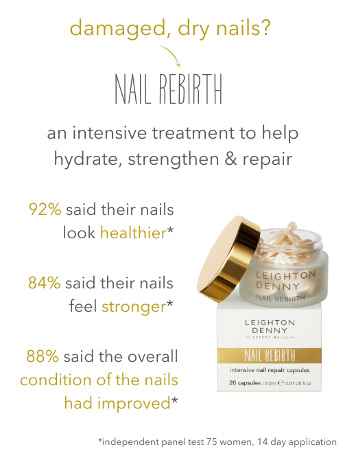 Nail Rebirth intensive nail repair. Independent panel test 92% said their nails look healthier, 84% said their nails feel stronger, 88% said the overall condition of the nails had improved.